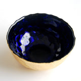 Sapphire and Gold Bowl with Hive Design