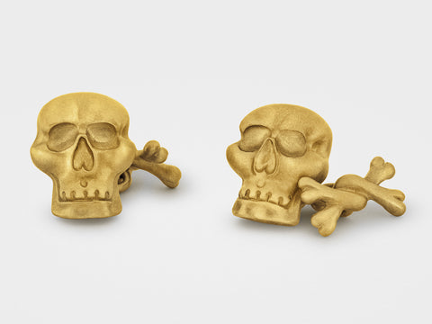 Jolly Roger Pirate Friends Cufflinks in 18K Gold