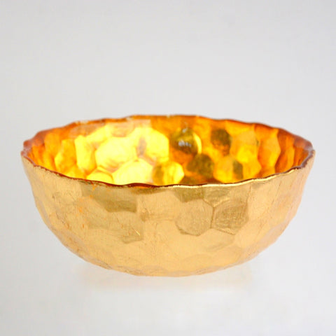 Amber and Gold Bowl with Hive Design