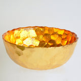 Amber and Gold Bowl with Hive Design