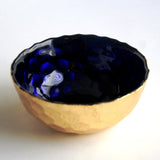Sapphire and Gold Bowl with Hive Design
