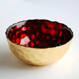 Ruby and Gold Bowl with Hive Design