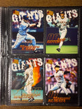 Explore BBM '97 Yomiuri Giants trading cards with fiery designs featuring Hideki Matsui and Domingo Galvez. A must-have for collectors of Japanese baseball legends.