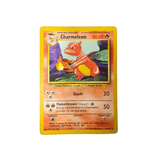  Charmeleon Pokémon card from the original Base Set showing 80 HP, Slash and Flamethrower attacks. Front angle 1. 