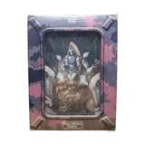 Back view of the Full Metal Panic! Mission 5 DVD box set. The purple camouflage packaging surrounds a large central window displaying artwork of a white and grey mecha (Arm Slave) sitting atop a pile of mechanical debris. The "Full Metal Panic!" logo is centered at the bottom.