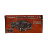  Boxed Tomica Premium TP16 Honda Ballade Sports CR-X model with red background, showing car illustration, branding, and commemorative Japanese text. Model number 16, scale 1/60.