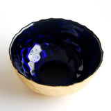 Sapphire and Gold Bowl with Hive Design