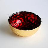 Ruby and Gold Bowl with Hive Design