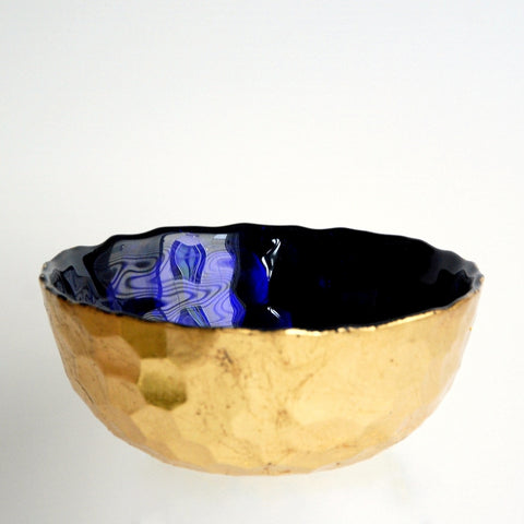 Sapphire and Gold Bowl with Hive Design