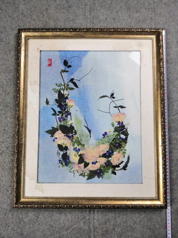 Flower Oshibana Oil Painting with Ukiyo-e