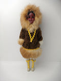 Carlson Dolls Inuit Eskimo Doll on Brown Coat