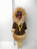 Carlson Dolls Inuit Eskimo Doll on Brown Coat