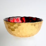 Ruby and Gold Bowl with Hive Design